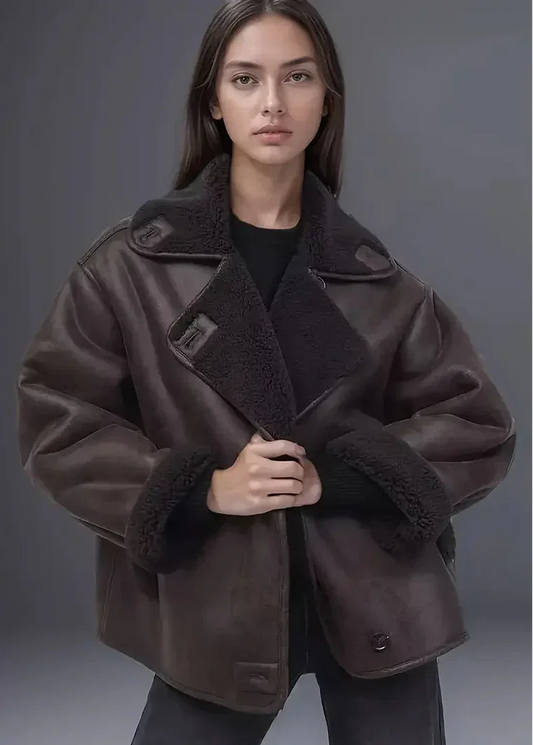 jacket Long Effet Cuir
