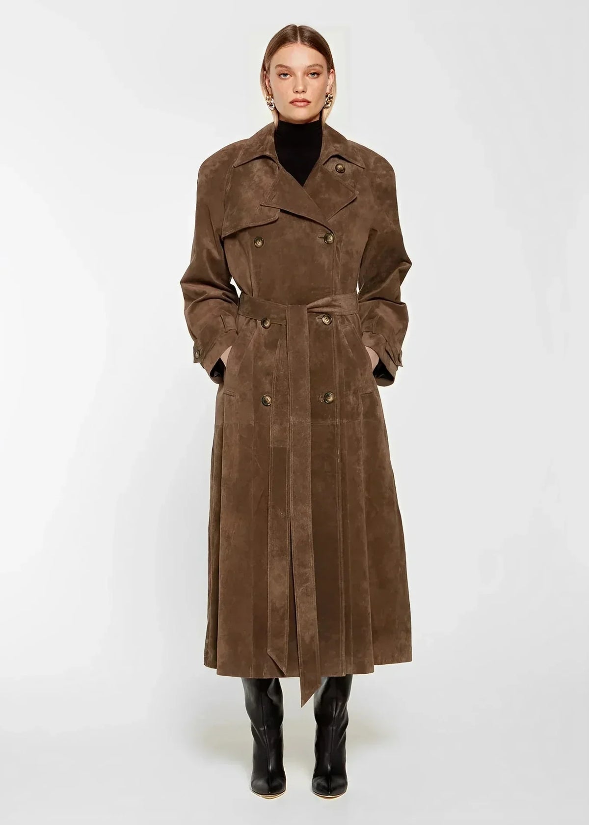 Trench long en suédine